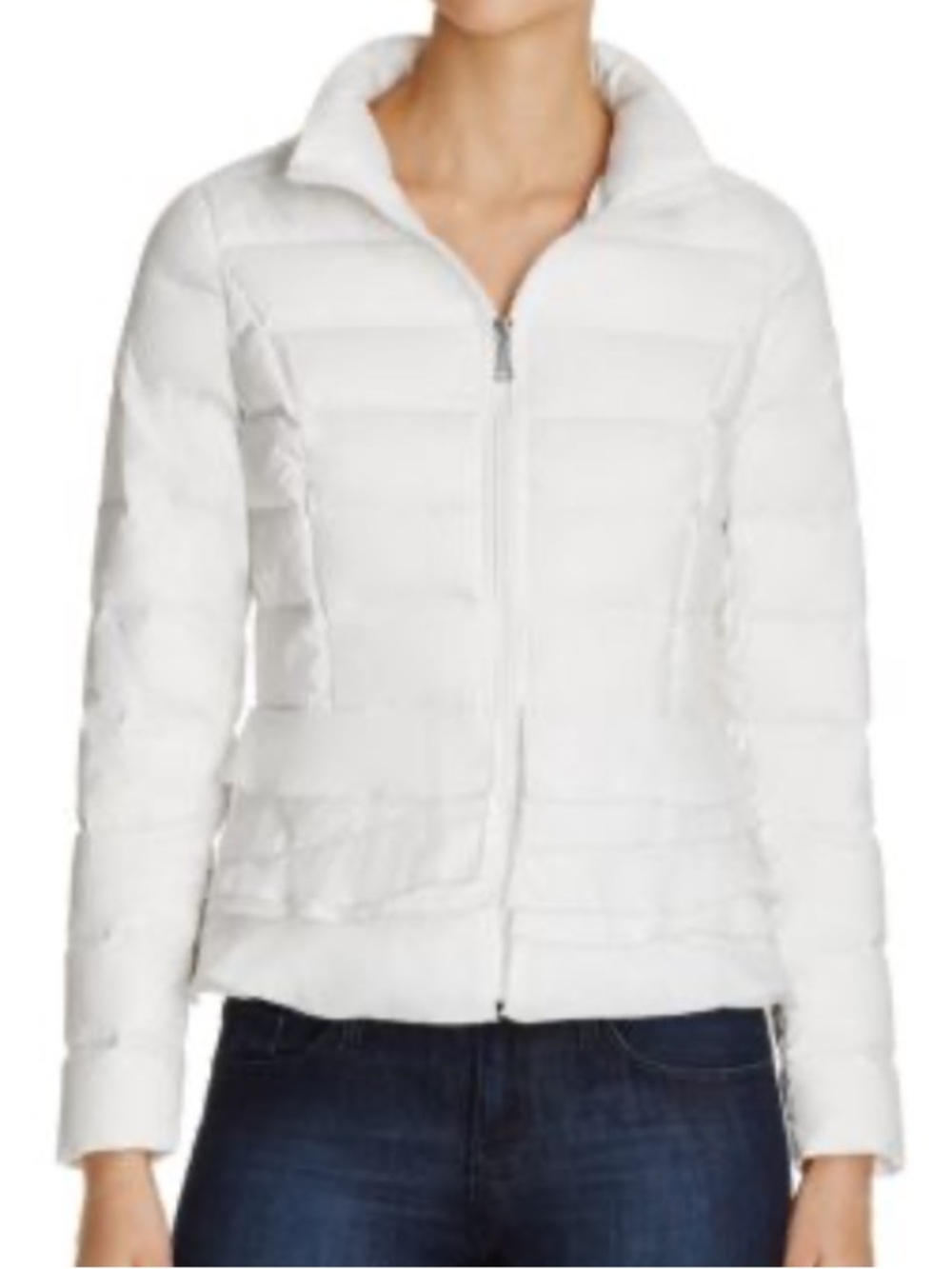 Tahari White Quilted Lightweight Puffer Jacket